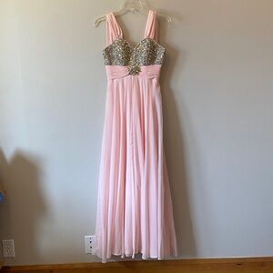Pink Prom Gown with Silver Sequin Bodice